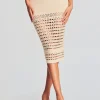 Neutral Moments*Retrofete Raya Knit Crochet Skirt Ivory/Gold