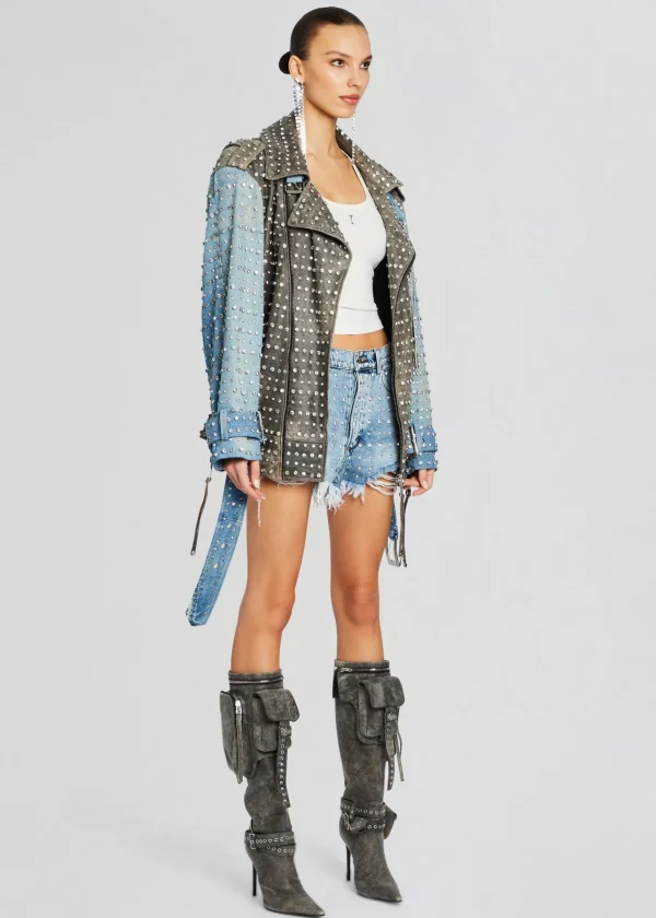 Jackets*Retrofete Rebel Embellished Leather Jacket Tangier/Silver