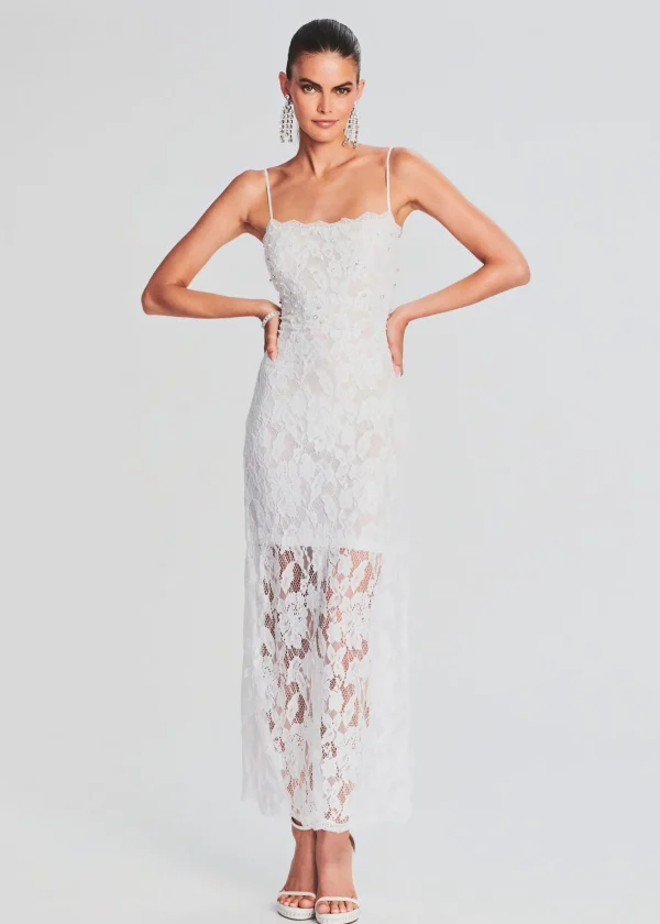 Bridal Shower*Retrofete Reet Lace Midi Dress White