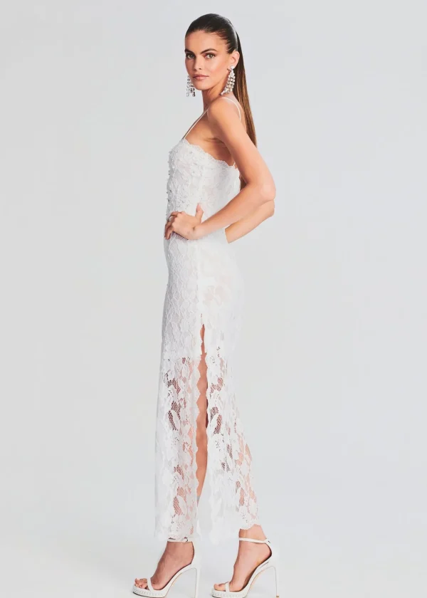 Bachelorette Party*Retrofete Reet Lace Midi Dress White