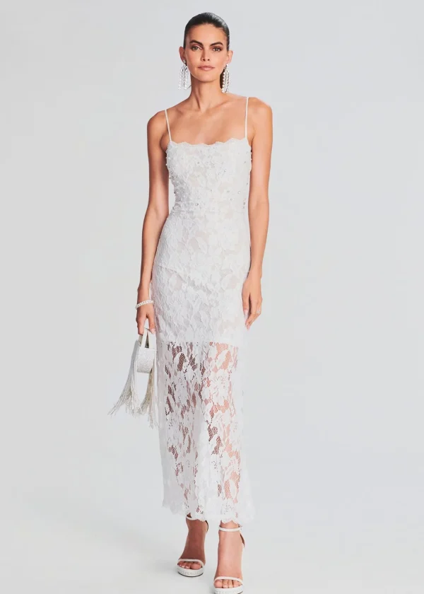 Bachelorette Party*Retrofete Reet Lace Midi Dress White