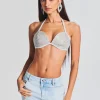 Denim*Retrofete Reign Crystal Embellished Bra Vivid
