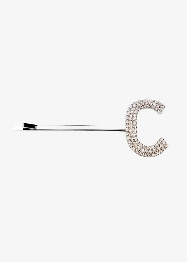 Accessories*Retrofete Rhinestone Alphabet Hair Clip Silver