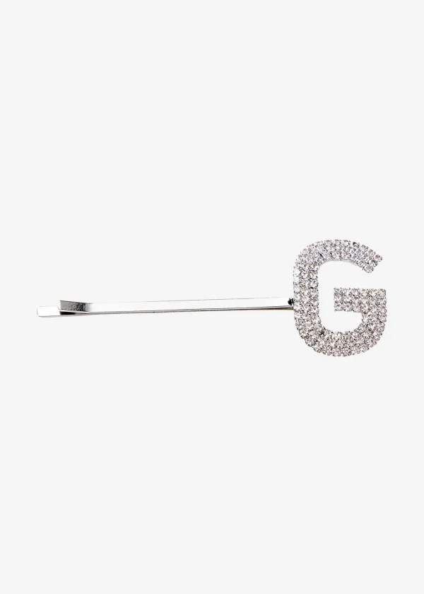 Accessories*Retrofete Rhinestone Alphabet Hair Clip Silver