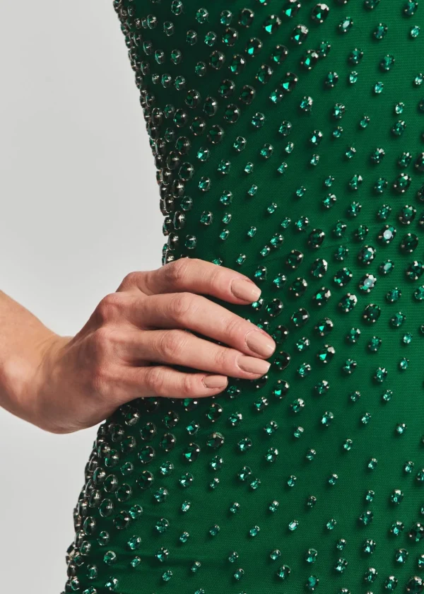 RETROFÊTE*Retrofete Rhoda Crystal Embellished Dress Emerald