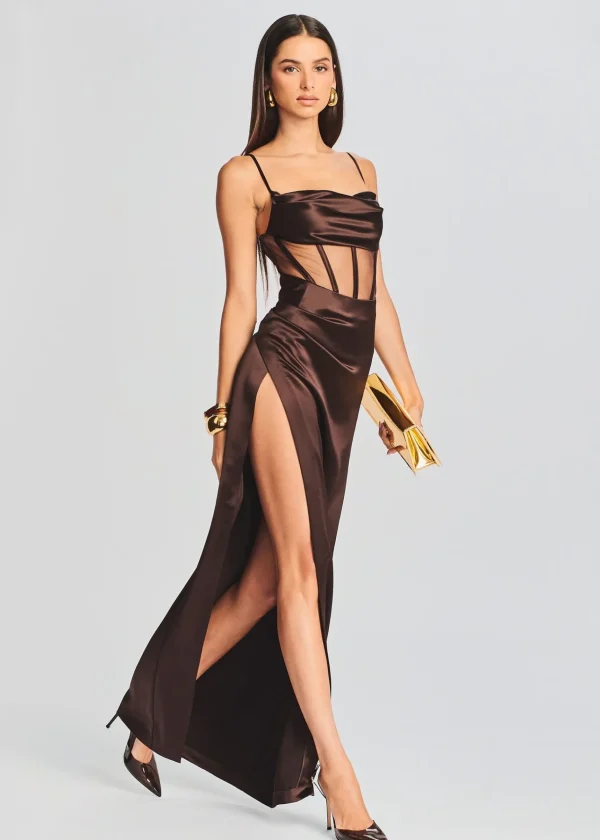 Guest Of*Retrofete Rosa Corset Dress Dark Chocolate