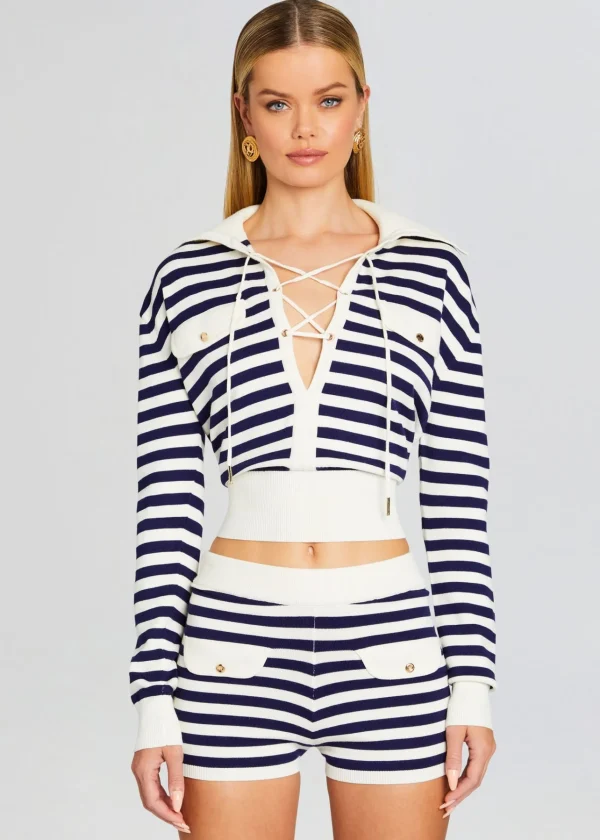 Spring Knits*Retrofete Rose Knit Top Cream/ Navy