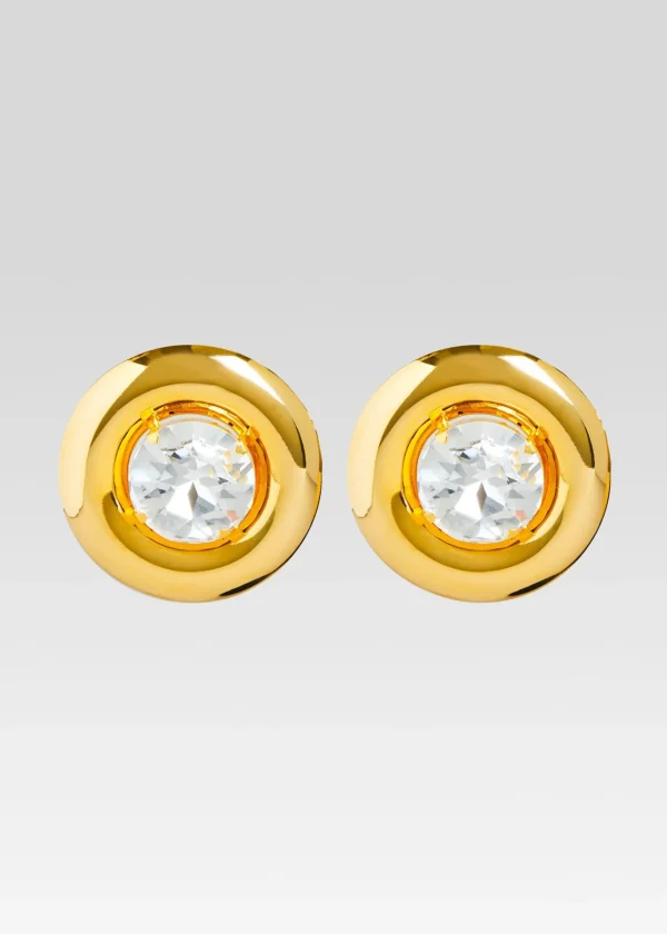 Accessories*Retrofete Round Earrings with Crystals Gold