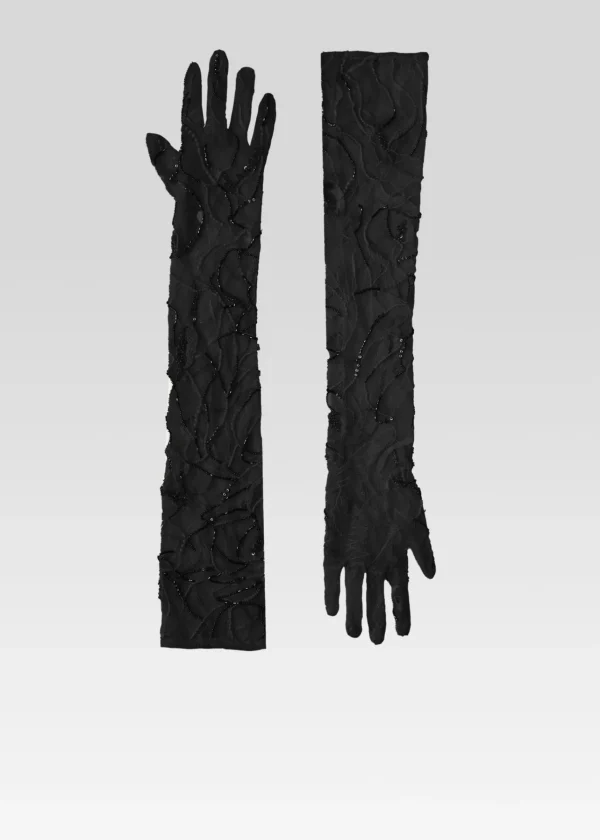 Guest Of*Retrofete Royce Embellished Lace Gloves Black