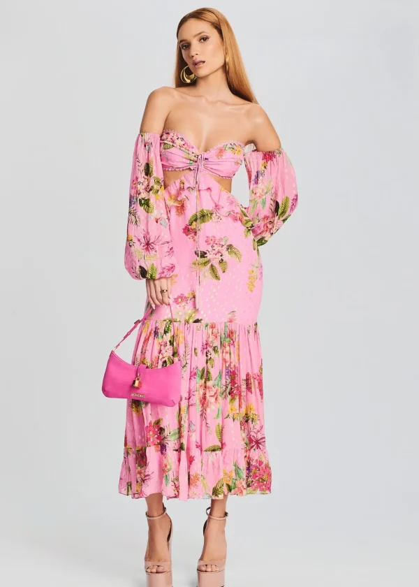 Guest Of*Retrofete Rue Long Dress Colorful Floral Candy Pink