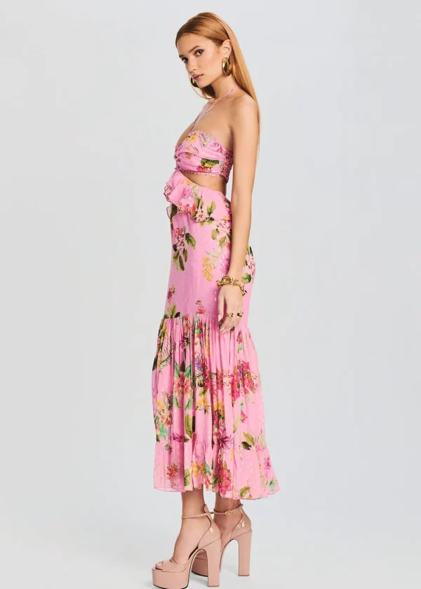 Guest Of*Retrofete Rue Long Dress Colorful Floral Candy Pink
