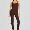 Business Chic*Retrofete Sabrina Sleeveless Enviro Rib Catsuit Brown