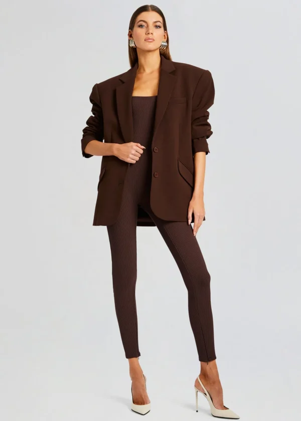 Neutral Moments*Retrofete Sabrina Sleeveless Enviro Rib Catsuit Brown