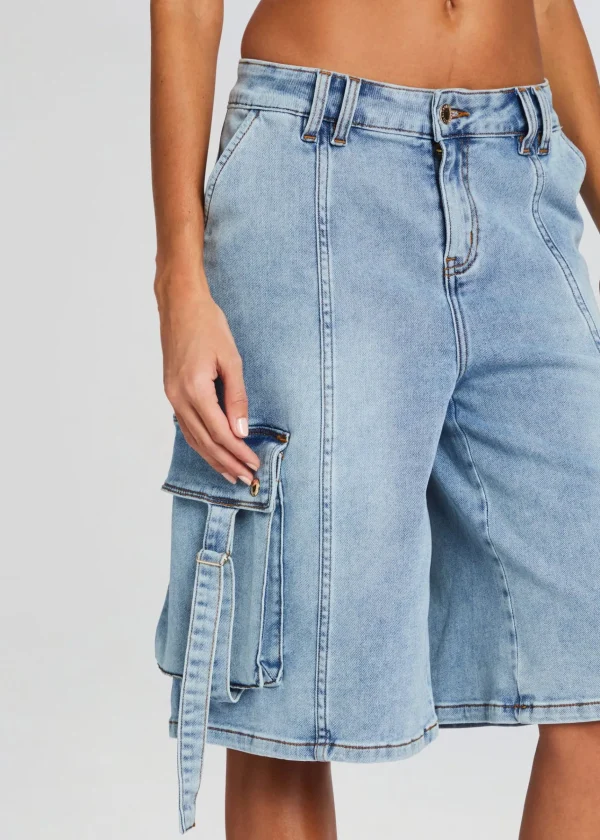 Bottoms*Retrofete Sarta Cargo Short Vintage Celeste