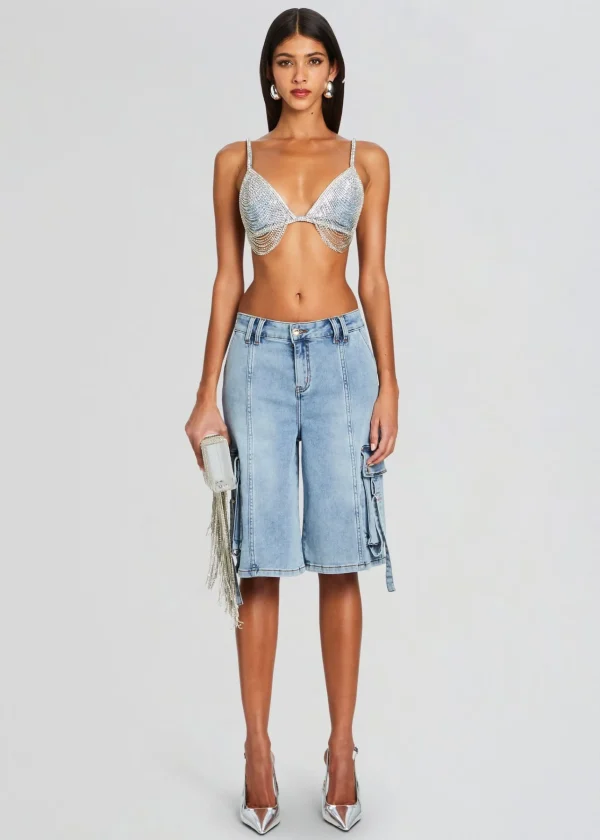 Bottoms*Retrofete Sarta Cargo Short Vintage Celeste
