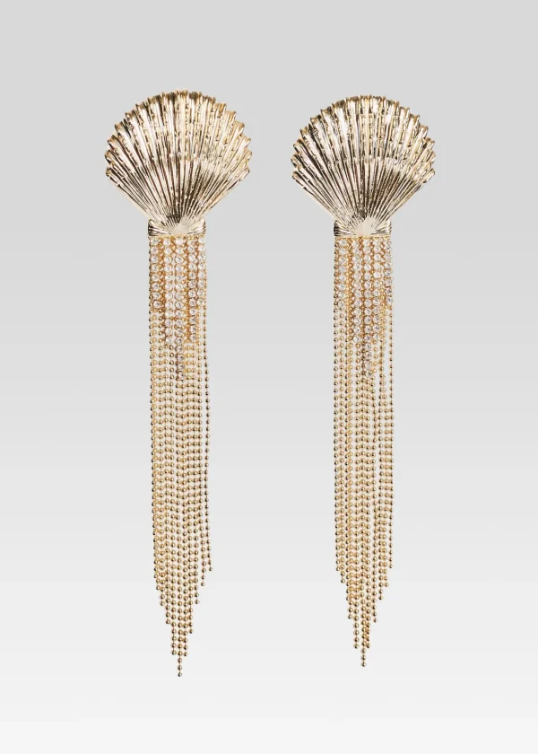 Honeymoon Looks*Retrofete Shellona Earrings Shiny Gold