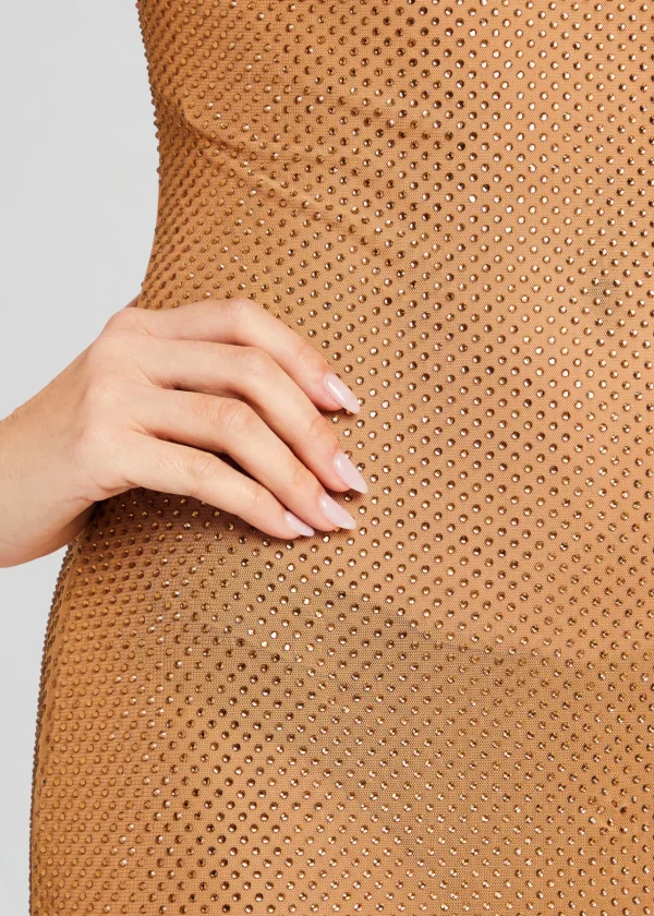 Guest Of*Retrofete Shilo Embellished Silk Dress Tannin