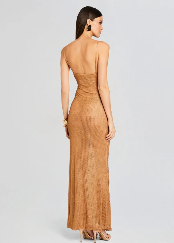 RETROFÊTE*Retrofete Shilo Embellished Silk Dress Tannin