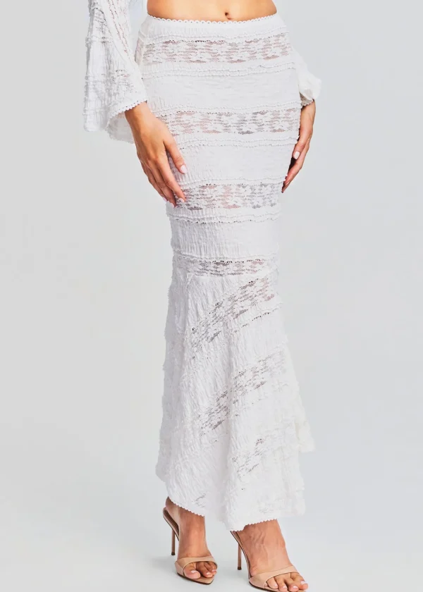 Sheer Bliss*Retrofete Shir Long Skirt White Sa Punta