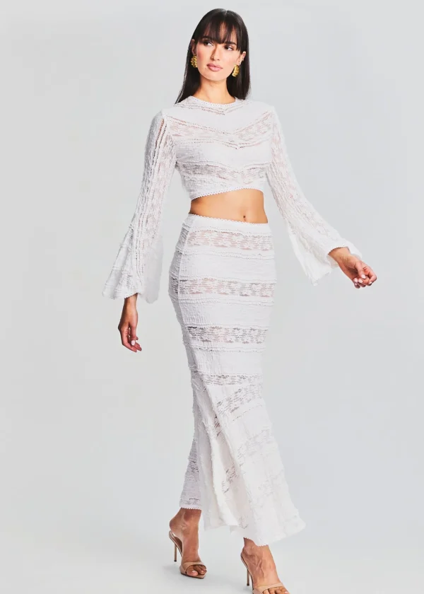Sheer Bliss*Retrofete Shir Long Skirt White Sa Punta