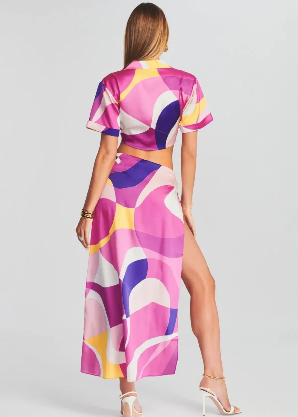 Honeymoon Looks*Retrofete Siena Silk Top Pink Geo