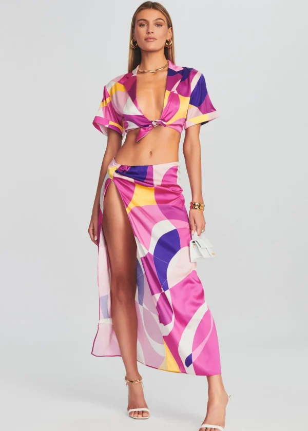 Final Sale*Retrofete Siena Silk Top Pink Geo