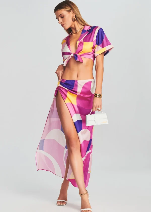 Honeymoon Looks*Retrofete Siena Silk Top Pink Geo