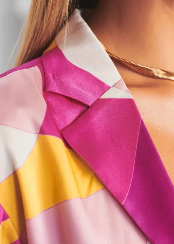 Final Sale*Retrofete Siena Silk Top Pink Geo