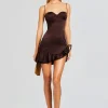 Neutral Moments*Retrofete Silvana Silk Dress Dark Chocolate