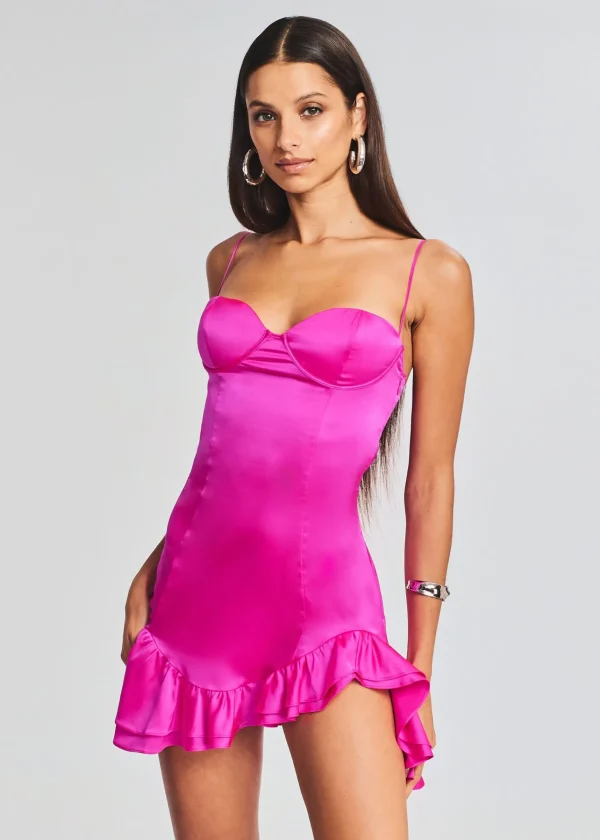 RETROFÊTE*Retrofete Silvana Silk Dress Neon Pink