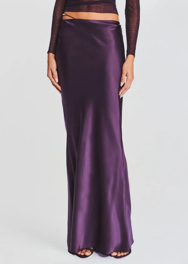Best Sellers*Retrofete Silvana Silk Maxi Skirt Eggplant