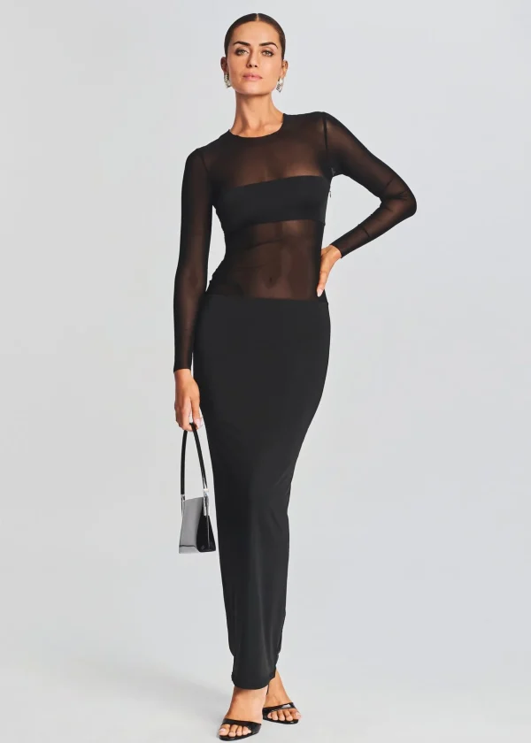 Guest Of*Retrofete Silver Maxi Dress Black
