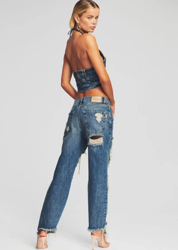 Bottoms*Retrofete Super Distressed Maggie Jean Worn Vintage Blue