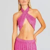 Sheer Bliss*Retrofete Susan Crochet Wrap Top Malibu Pink