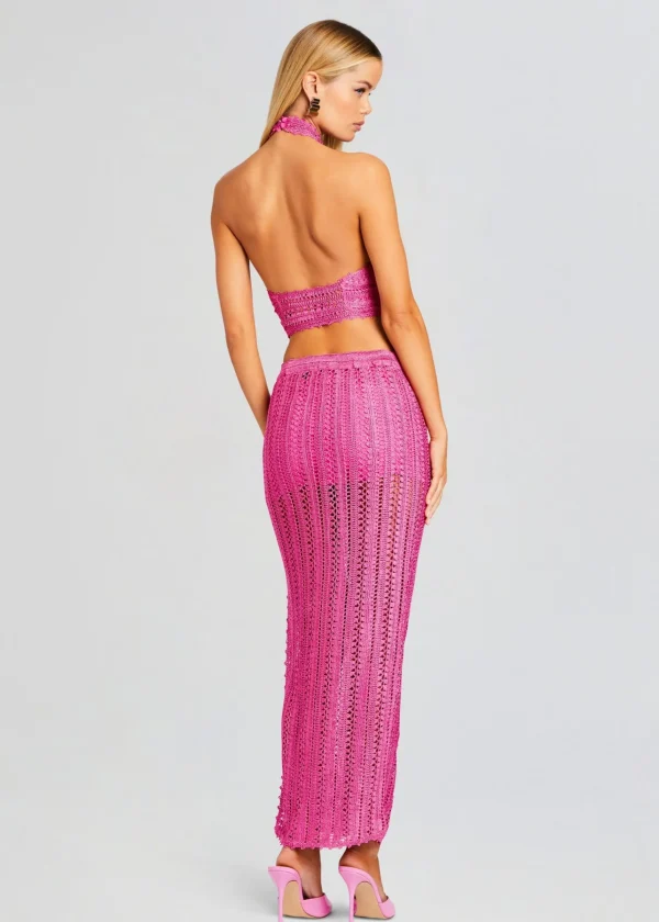 Spring Knits*Retrofete Susan Crochet Wrap Top Malibu Pink