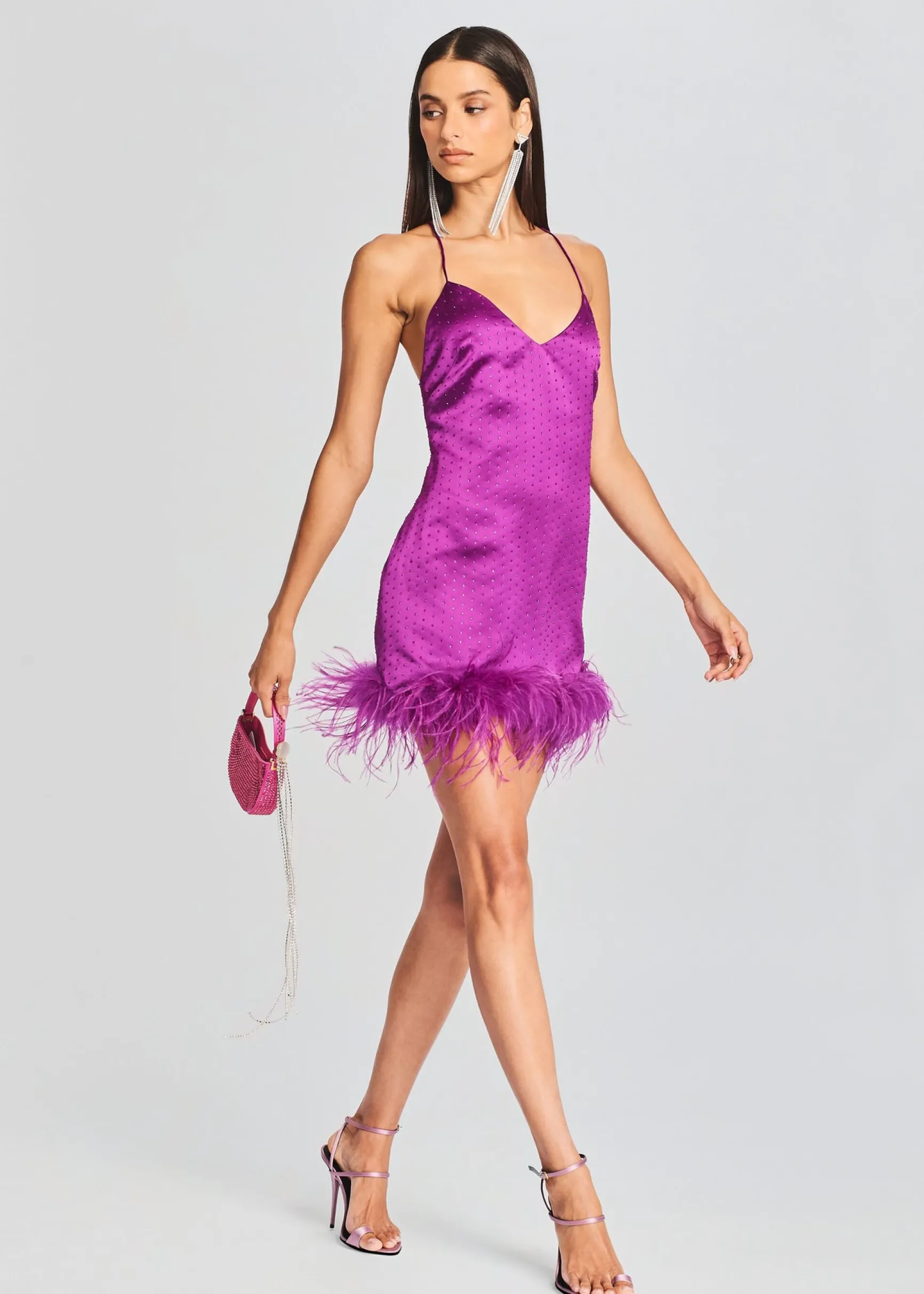 susana_feather_dress_2-5.webp RETROFÊTE*Retrofete Susana Feather Dress Electric Orchid