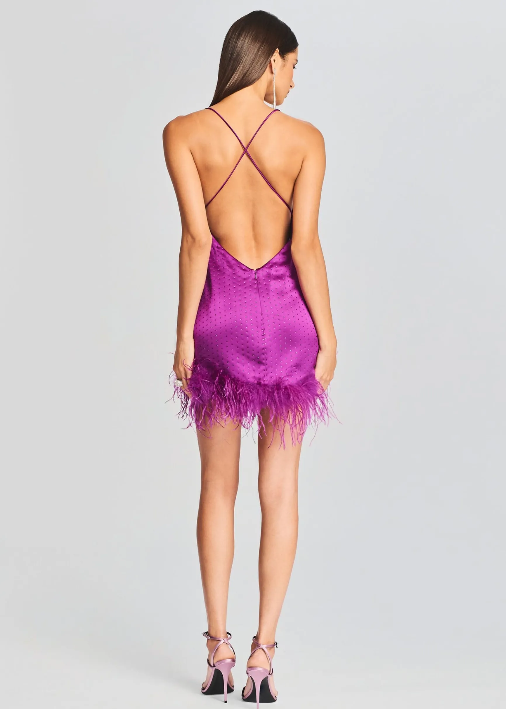 susana_feather_dress_3-5.webp RETROFÊTE*Retrofete Susana Feather Dress Electric Orchid