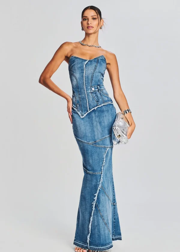 RETROFÊTE*Retrofete Tamara Denim Dress Sea