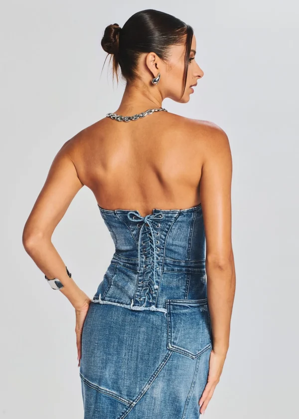RETROFÊTE*Retrofete Tamara Denim Dress Sea