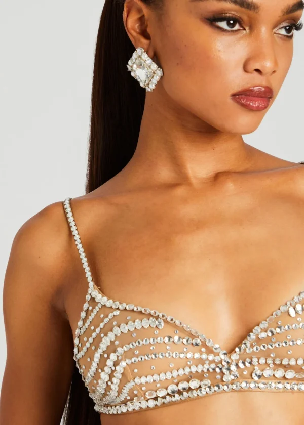 Subtle Shimmer*Retrofete Tansy Embellished Bra Tannin/Silver