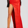 RETROFÊTE*Retrofete Tash Leather Skirt Fiery Red