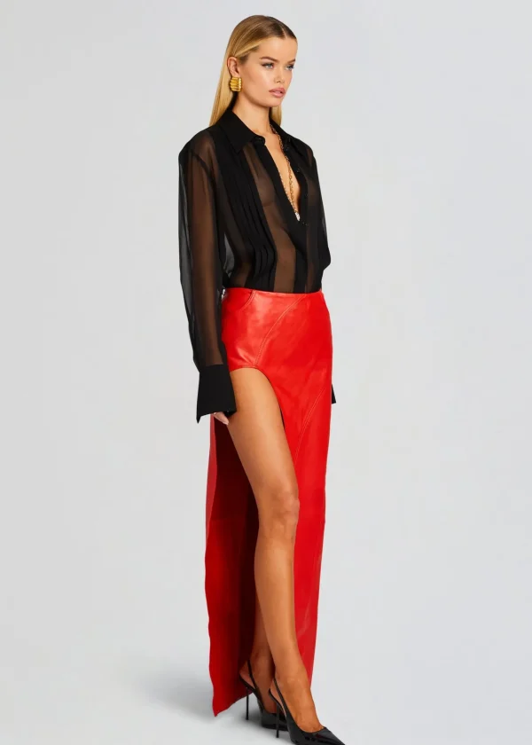 Exclusively Ours*Retrofete Tash Leather Skirt Fiery Red