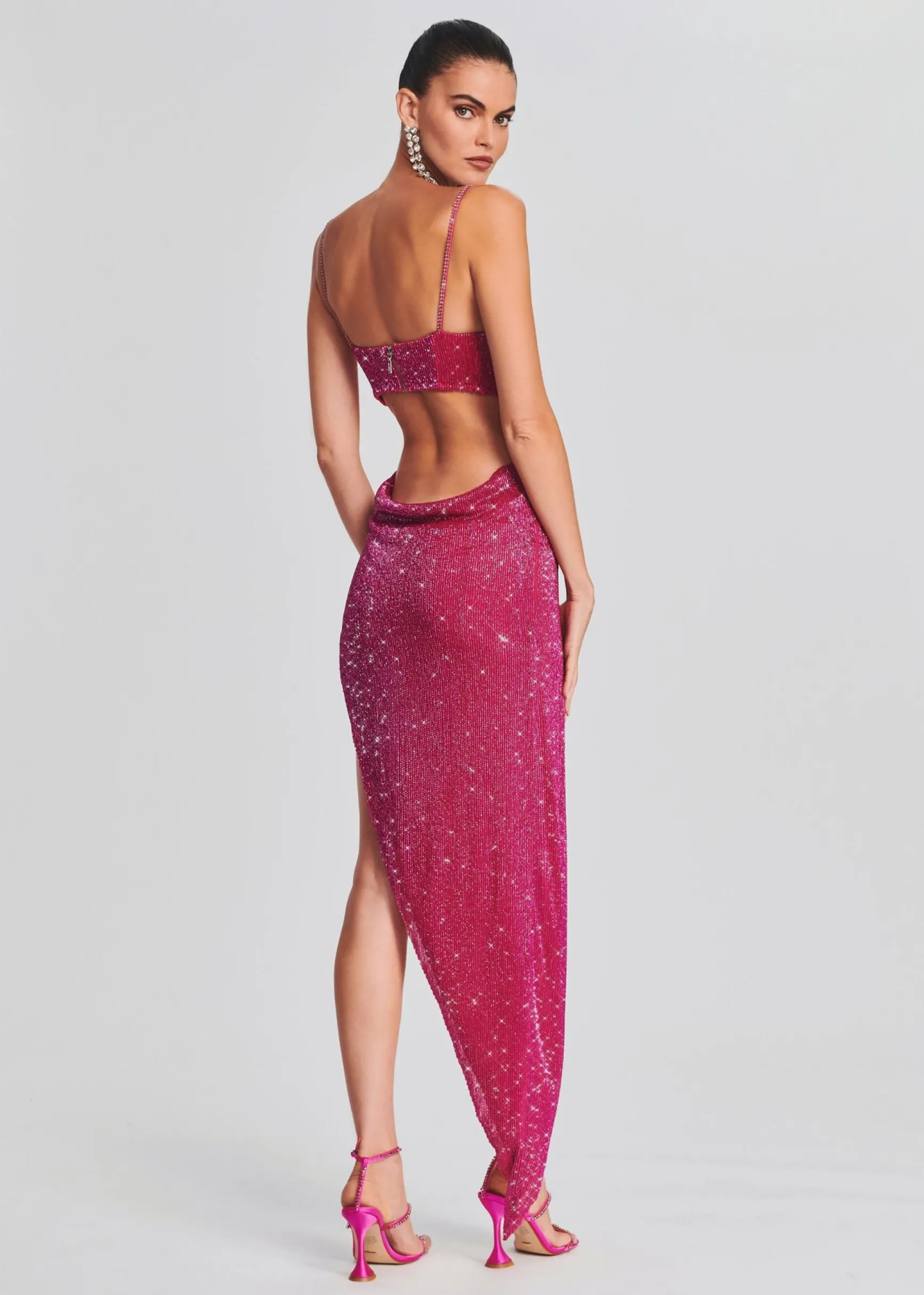 topaz_glass_beaded_dress_3-4.webp Dresses*Retrofete Topaz Glass Beaded Dress Fuchsia