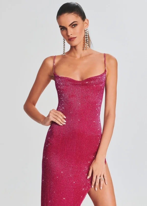 Dresses*Retrofete Topaz Glass Beaded Dress Fuchsia