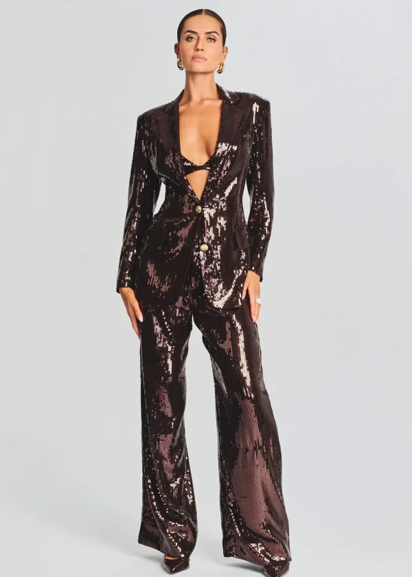 Business Chic*Retrofete Trinity Sequin Pant Dark Chocolate