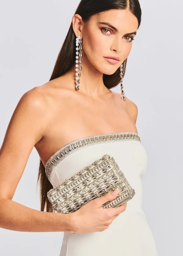 Honeymoon Looks*Retrofete Tyde Crystal Shell Drop Earrings Silver