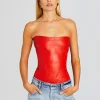 Resort '24*Retrofete Veda Leather Top Fiery Red