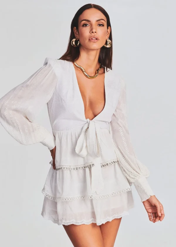 Bridal Shower*Retrofete Veda Quilted Short Dress Off White