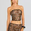 Sheer Bliss*Retrofete Venus Embellished Top Black/Gold