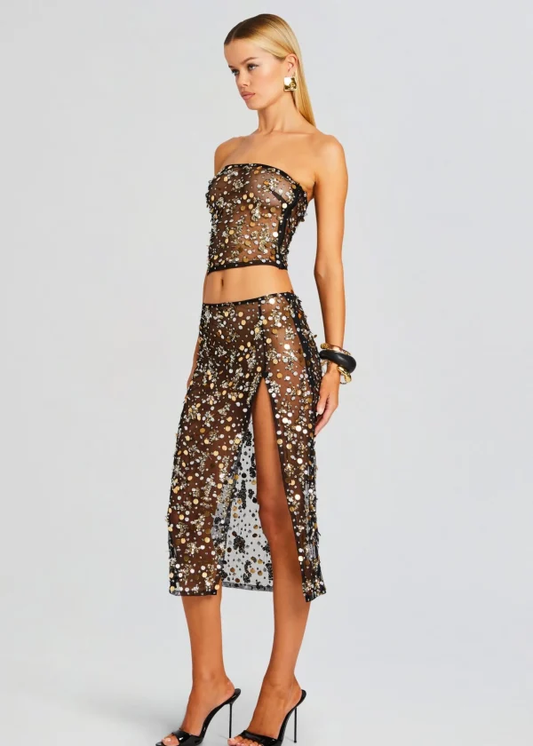 Night Out*Retrofete Venus Embellished Top Black/Gold